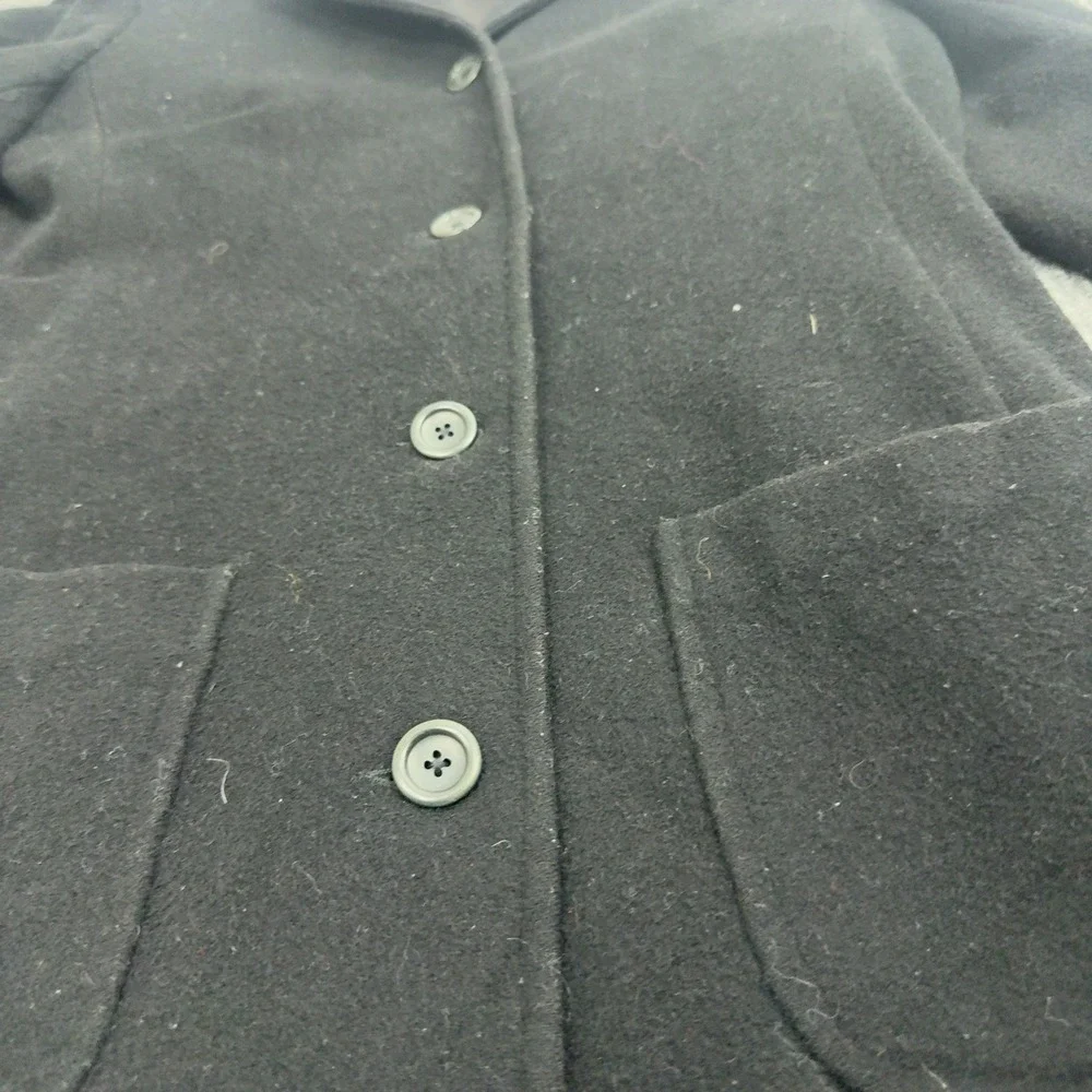 J Crew Coat Women M Black Wool Cashmere Blend Mid Length Classic Minimalist - Picture 5 of 6